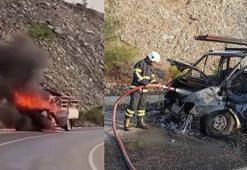 Yayladağı'nda yanan kamyonet, kullanılamaz hale geldi