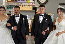 Antalyalı kardeşler babadan kalma geleneği yaşatıp aynı gün evlendiler
