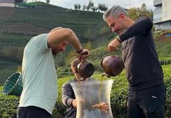 Rize'de dev çay bardağıyla yapılan çekim olay oldu! Videoyu milyonlar izledi