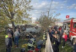 Tekirdağ'da feci kazadan mucize kurtuluş: Karı koca takla atan araçtan sağ salim çıkarıldı