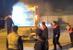 Antakya'da çöp toplama sırasında yanan kamyonunu itfaiyeye sürdü