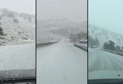 Denizli'de kar yağışı başladı! Her yer beyaza büründü