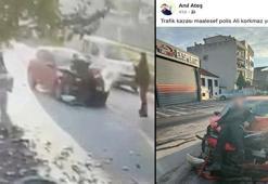 Polise çarpıp sosyal medyadan paylaştı! Gözaltına alınan sürücü eski eş çıktı