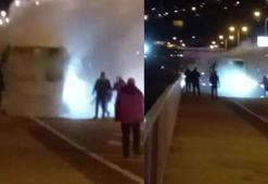 Zonguldak'ta halk otobüsünde yangın paniği