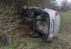 Mudurnu’da takla atan otomobil metrelerce sürüklendi