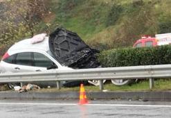 Giresun Görele’de trafik kazası: Otomobil alev aldı