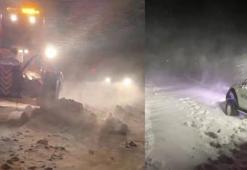 Erzurum Palandöken geçidinde kar ve tipi nedeniyle mahsur kaldılar