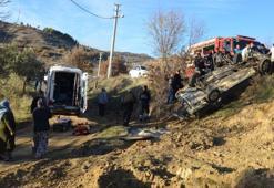 Demirci'de direğe çarpıp, şarampole devrilen otomobilin sürücüsü yaralandı