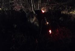 Bartın'da şarampole devrilen otomobilden sızan yakıt paniğe neden oldu