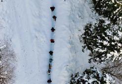 Kimi evinde oturdu, onlar karla kaplı zirveleri seçti: Gümüşhane’de kartpostallık görüntüler: Karlar altında Torul’da12 kilometre yürüdüler