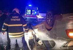 Hatay Hassa’da ters dönen otomobilin sürücüsü yaralandı