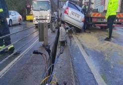 Sarıyer'de korkunç kaza! Aydınlatma direğine vurdu!