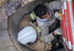 Kuyuya düşerek mahsur kalan yaralı vatandaşı itfaiye kurtardı