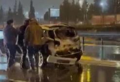 Kaygan zemin kazaya neden oldu: D-100’de iki ayrı çarpışma