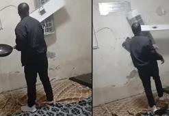 Eline tavayı alan şahıs boşanma aşamasındaki eşinin evini savaş alanına çevirdi! Çocukların ağladığı o anlar kamerada