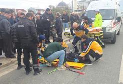 Orhangazi'de otomobile çarpan motosiklet savruldu: 2 yaralı