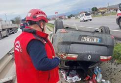 Susurluk’ta tek taraflı trafik kazasında sürücü hafif yaralandı