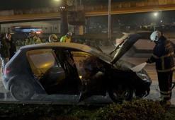 Samsun’da seyir halindeki otomobil alev aldı, facia kıl payı atlatıldı