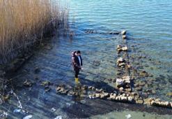 İznik Gölü'nde sular çekildi! Bir tarihi eser gün yüzüne çıktı