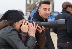 Kırşehir'de flamingolar fotoğraf tutkunlarına heyecan dolu anlar yaşattı