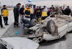 Çorum Alaca'da otomobil takla attı 1'i ağır 3 kişi yaralandı