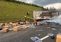 Balıkesir-İstanbul-İzmir yolunda korkutan tır yangını