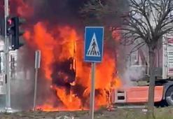 Terme'de seyir halindeki tırın kupası alevlere teslim oldu