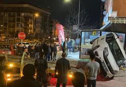 Çerkezköy'de kontrolden çıkan otomobil 5 araca çarpıp, takla attı