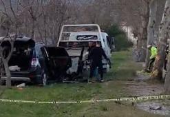 Turhal’da cip ağaca çarpıp alev aldı araçta bulunan 2 kişi yaralandı