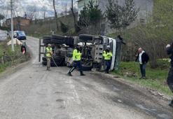 Çaybaşı'da beton mikseri devrildi kazada sürücü yaralandı