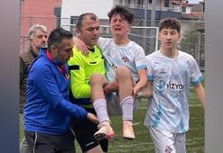 Kocaelispor maçında hakem olay oldu! Kucağında taşıyıp götürdü
