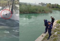 Berdan Çayı'na atlayan genç, suda kayboldu! Ağaç dalına tutunmaya çalıştığı anlar ortaya çıktı