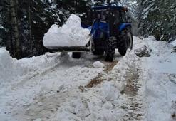 Bolu'da yayla yolları karla kapandı köylüler harekete geçti