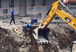 Erzurum'da inşaat temel kazısı sırasında doğal gaz borusu patladı