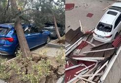 Ankara'da kuvvetli rüzgar! Ağaçlar devrildi, araçlar zarar gördü