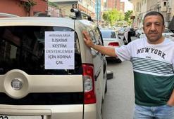 Batmanlı esnaf aracına astığı yazıyı gören korna çalarak destek verdi! 'Kafam çok rahat'