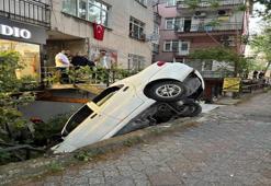 İstanbul'da önce taksiye çarptı sonra apartman boşluğuna düştü!