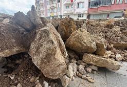 Almus Barajı’nda son durum: Dev kayalar ilçe merkezine getirildi
