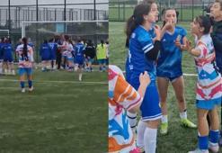 Kadın futbolcular sahada birbirine girdi, 5 kırmızı kart çıktı