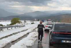 Dolu yağışı yaşamı olumsuz etkiledi! Her yer bembeyaz oldu