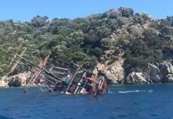 Marmaris Cennet Adası açıklarında tur teknesi battı, 110 yolcu tahliye edildi
