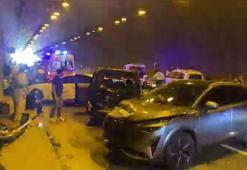 Taşoluk Tüneli'nde 6 aracın karıştığı zincirleme trafik kazasında 2 kişi yaralandı