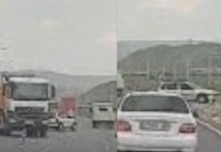 Karşı yönden gelen tırdan tedirgin olan sürücü kontrolü kaybedip, şarampole yuvarlandı