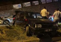 Alaplı'da otomobille çarpışan araç metrelerce sürüklendi