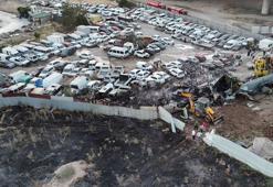 Yediemin otoparkında çıkan yangında 50 motosiklet ve 12 araç yandı