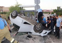 Kontrolden çıkıp takla atan otomobildeki 4 üniversite öğrencisi yaralandı