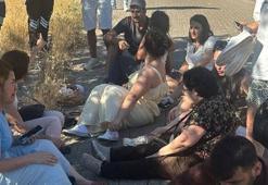 Turistleri taşıyan minibüs devrildi kazada 13 kişi yaralandı