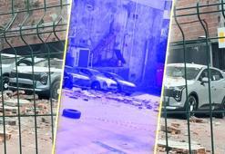 Kağıthane'de binanın çöken duvarı 12 adet sıfır kilometre araçta hasar oluşturdu