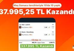 Maç Sonucu tercihleriyle 10’da 10 yaptı, 337.995,25 TL Kazandı…