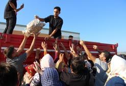 Bir kamyon ürünü bedava dağıttı! Duyan oraya koştu: Tonlarca ürün 10 dakikada tükendi